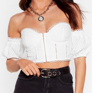 Off-the-Shoulder Broderie Crop Top